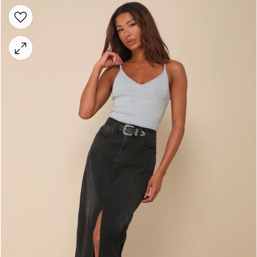 Lulu’s  Heather Grey Ribbed V-Neck Cami Top.  Brand new with tags.